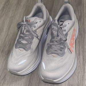 Hoka Gray and Coral Athletic Shoes